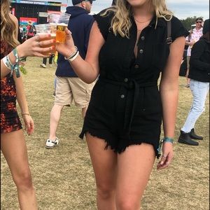 Black jean romper
